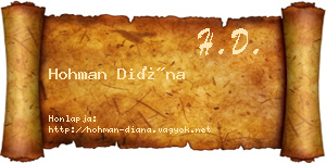 Hohman Diána névjegykártya
